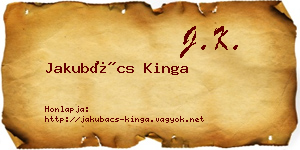 Jakubács Kinga névjegykártya